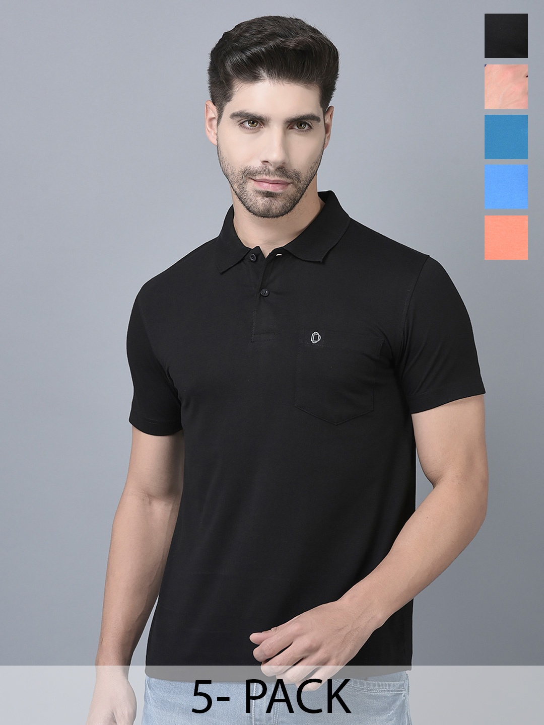 

Dollar Men 5 Polo Collar Pockets T-shirt, Multi