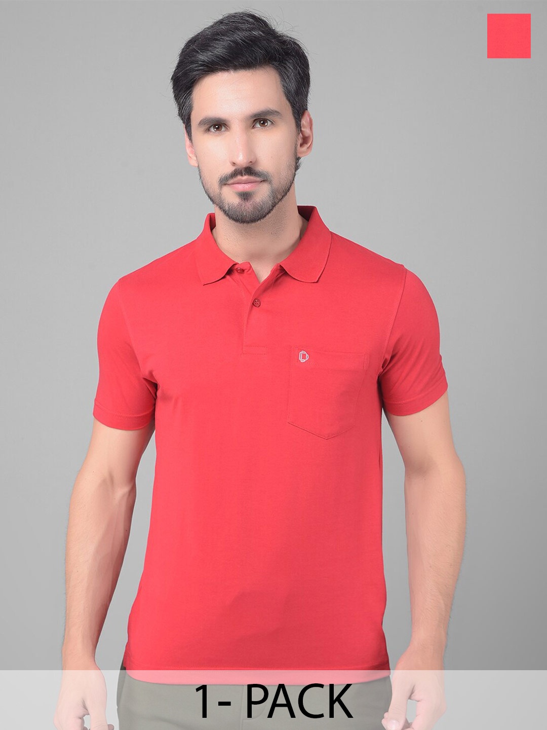 

Dollar Polo Collar Cotton Casual T-shirt, Red