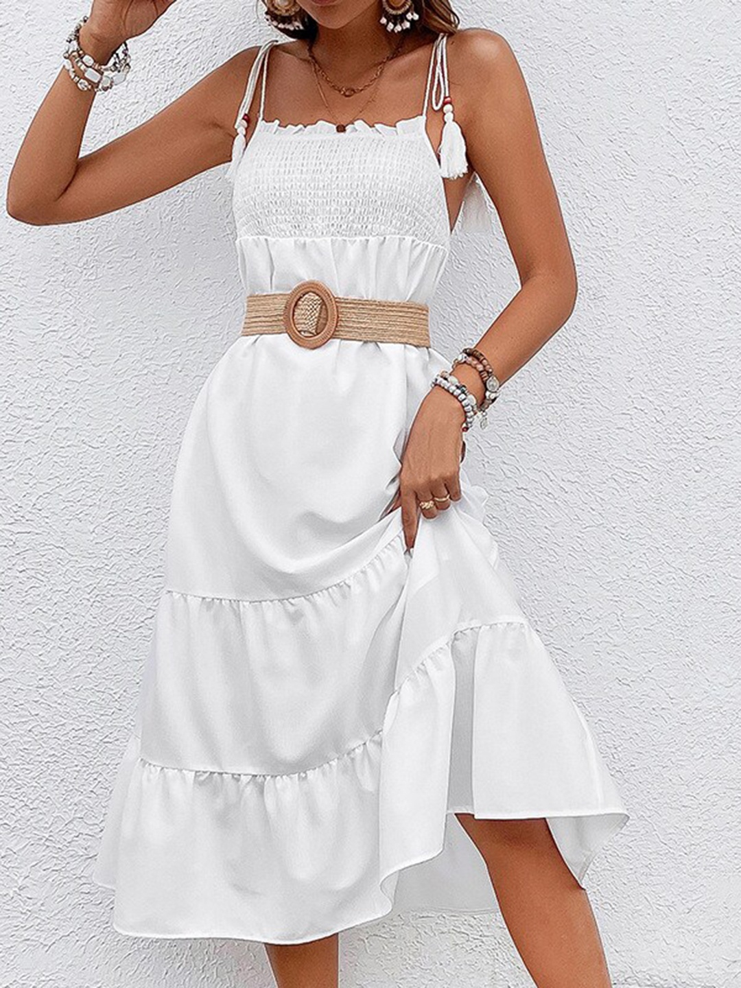 

StyleCast Women A-Line Solid Midi Dress, White