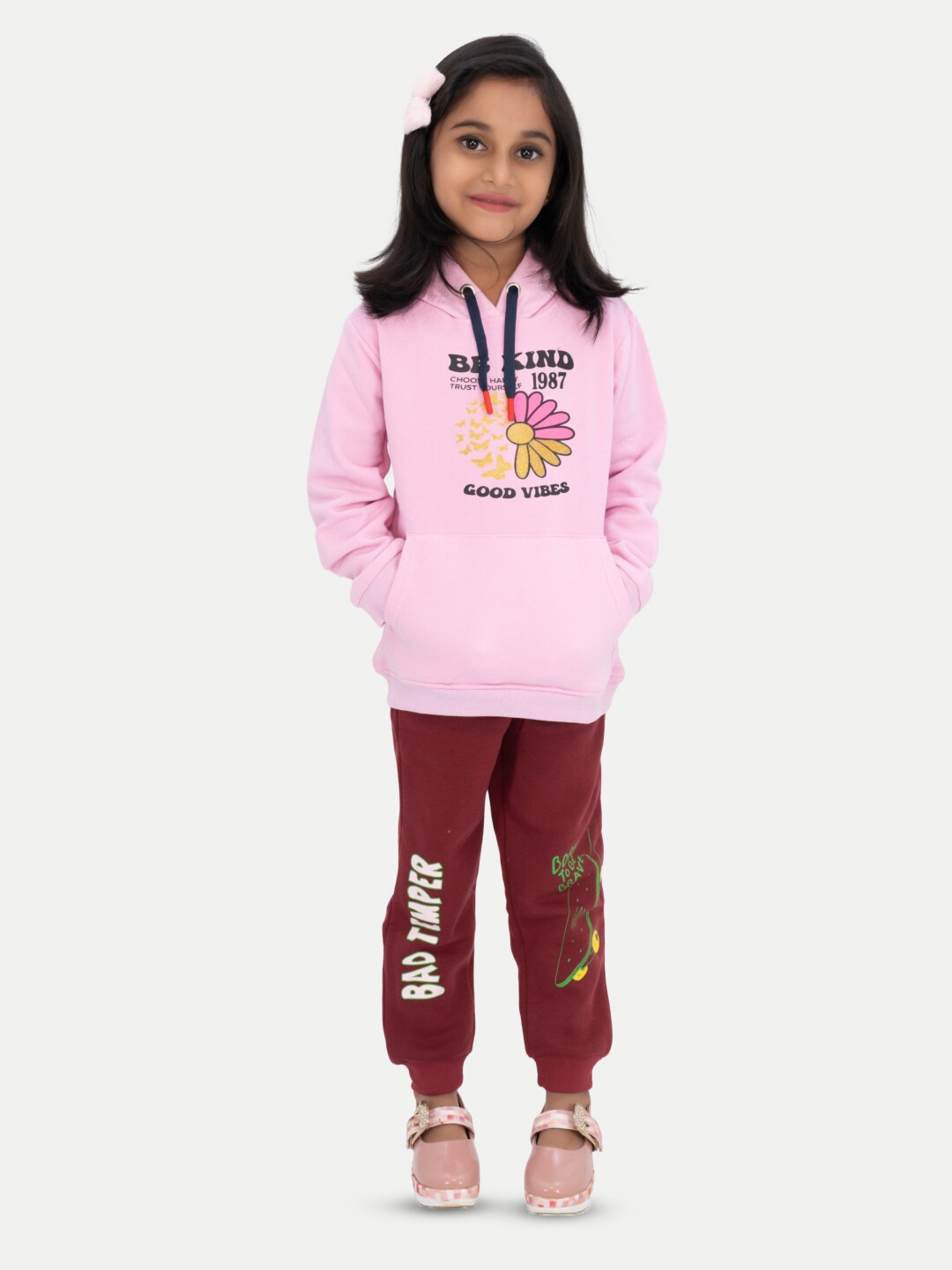 

BAESD Girls Floral Printed Pullover Cotton Sweatshirt, Pink