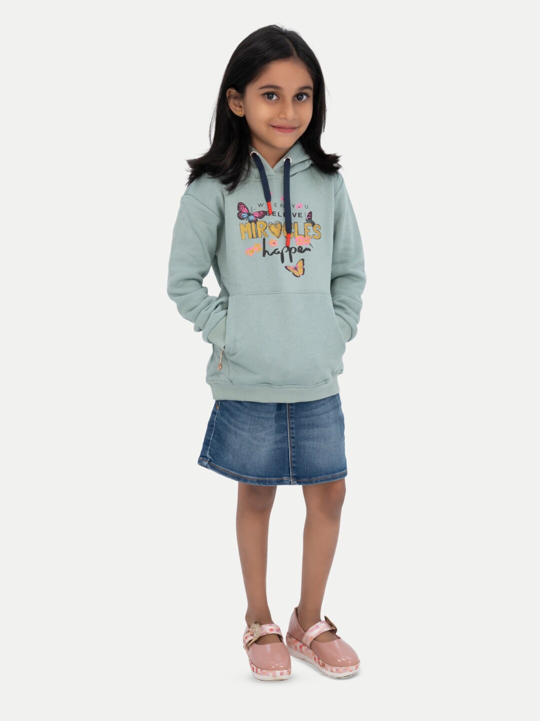 

BAESD Girls Typography Printed Cotton Hood Pullover Sweatshirt, Blue