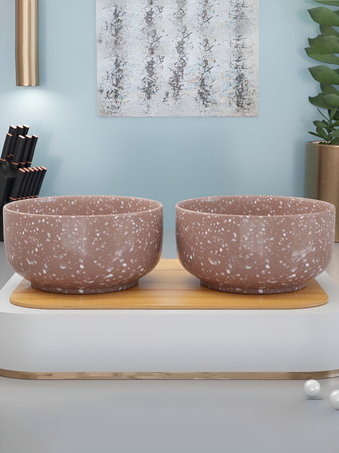 

The Earth Store 2 Pieces Ceramic Serving Bowl, Brown