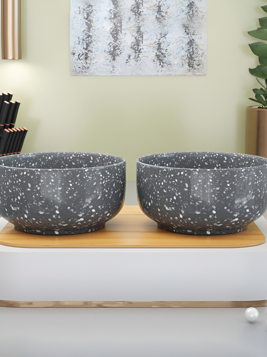

The Earth Store Grey & White 2 Pieces Textured Ceramic Glossy Bowls 900 ml