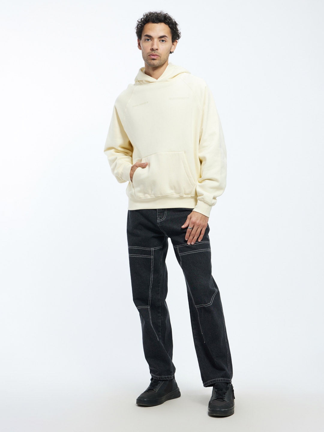 

Urban Monkey Unisex Hooded Fleece Pullover Sweatshirt, Off white