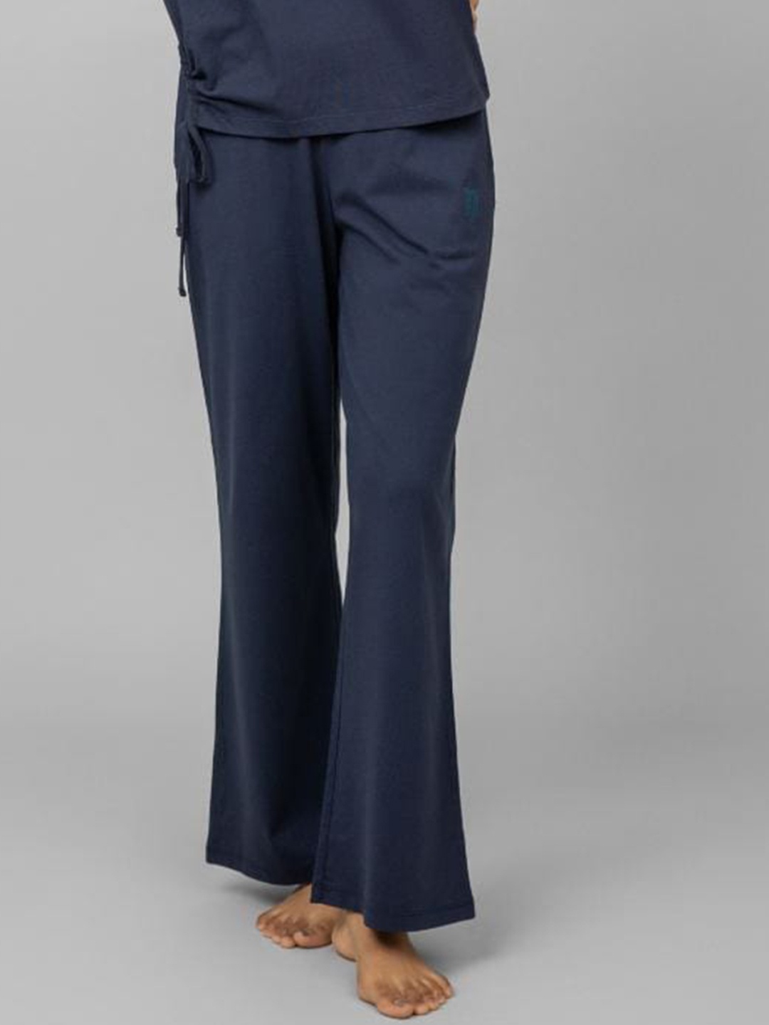 

necesera Women Jet Set Zen Mid-Rise Pure Cotton Lounge Pants, Navy blue