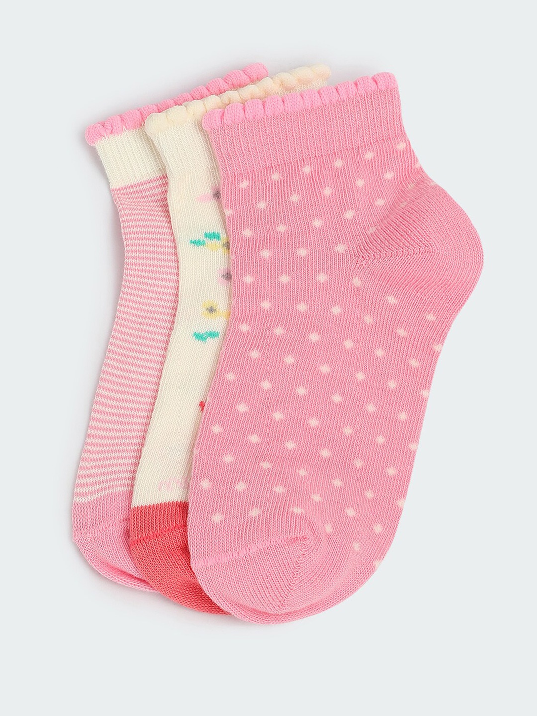 

max Boys Pack Of 3 Patterned Ankle-Length Socks, Pink