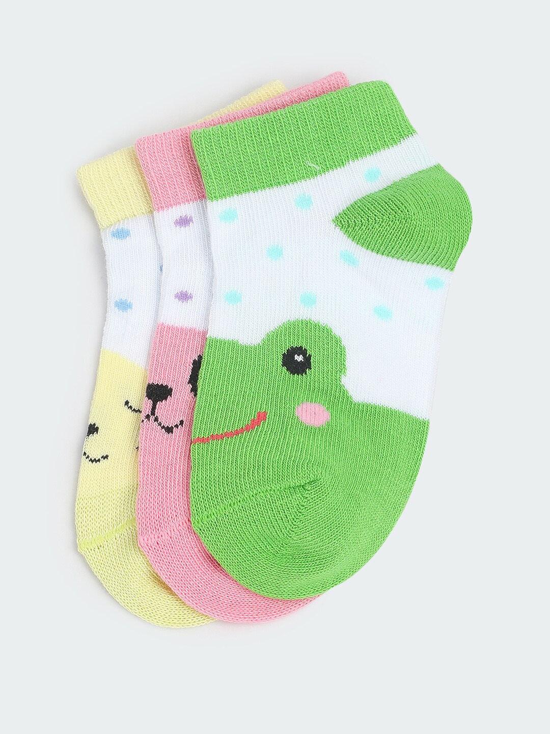 

max Girls Pack Of 3 Patterned Ankle-Length Socks, White