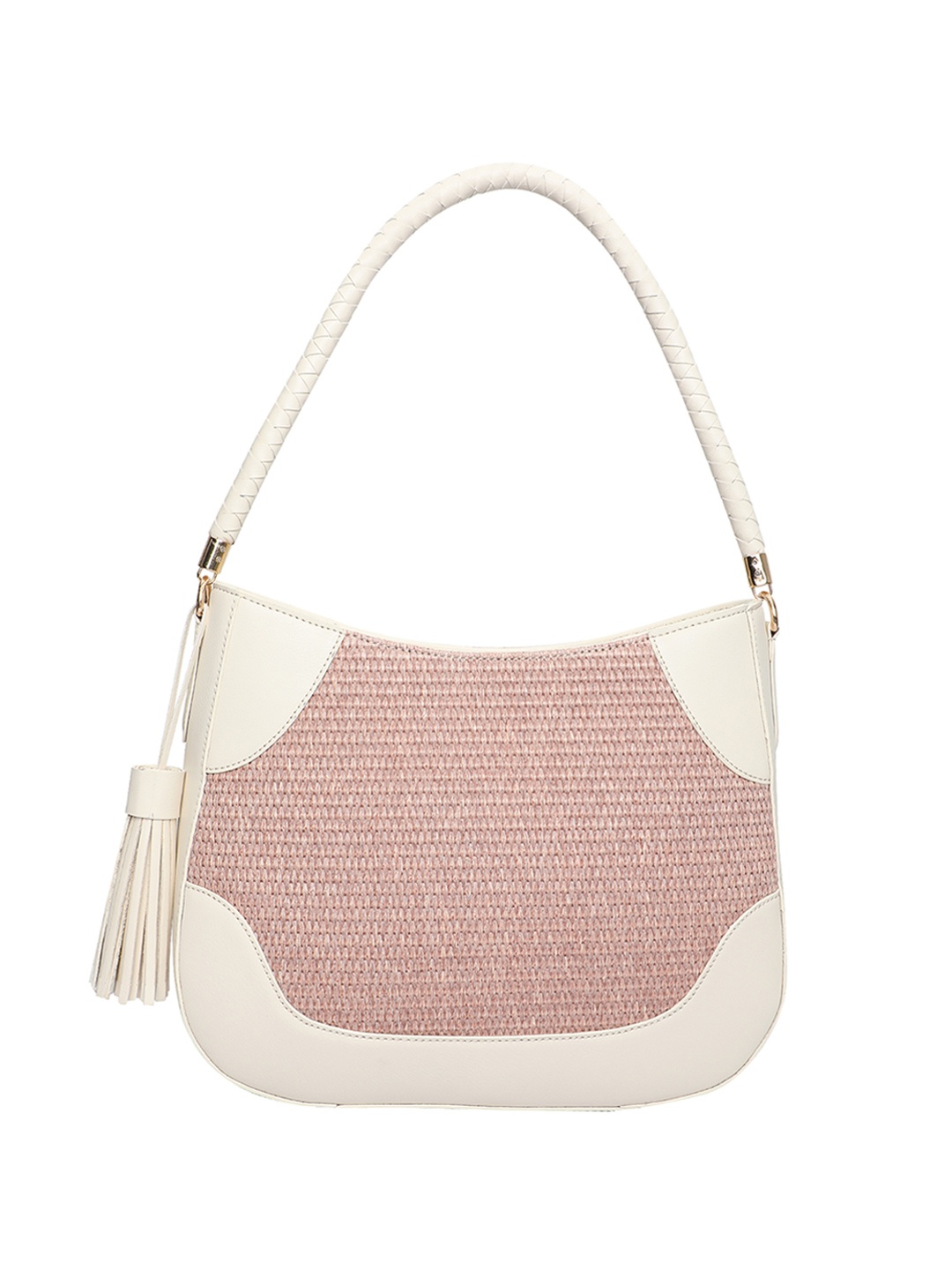 

HIE Colourblocked Tasselled Shoulder Bag, White