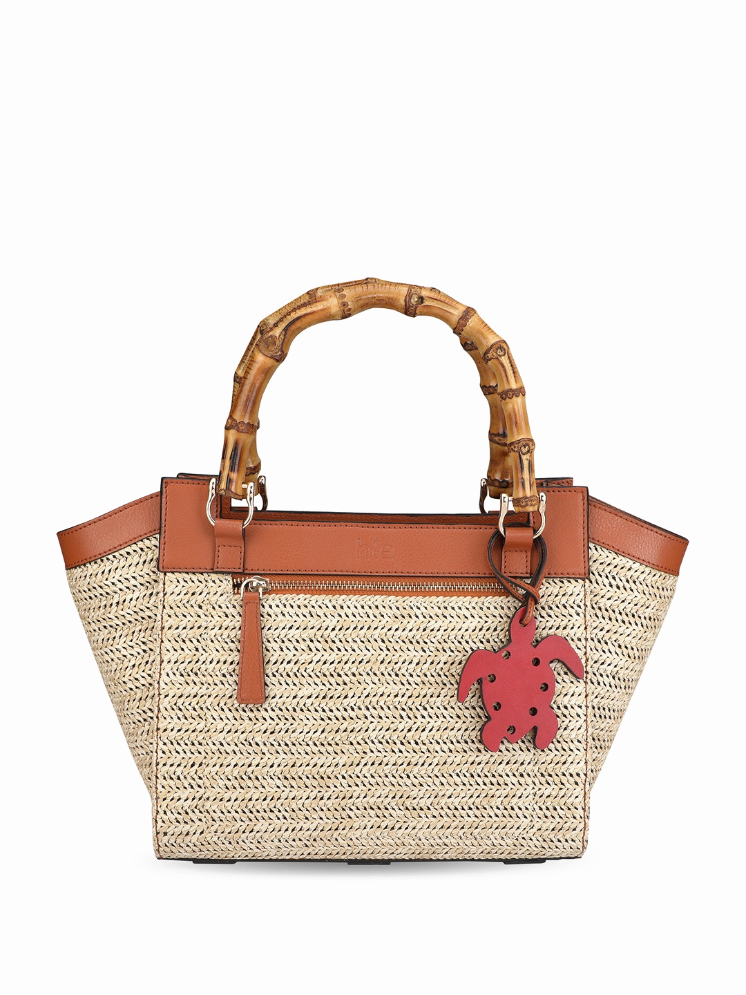 

HIE Textured Structured Handheld Bag, Tan