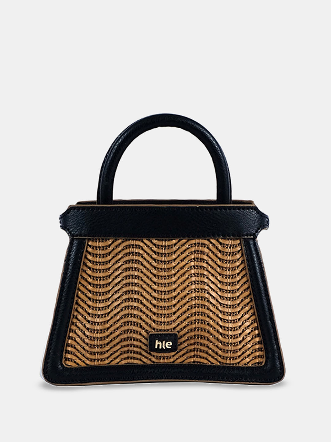 

HIE Freya Textured Self Design Synthetic Leather Handheld Bag, Black