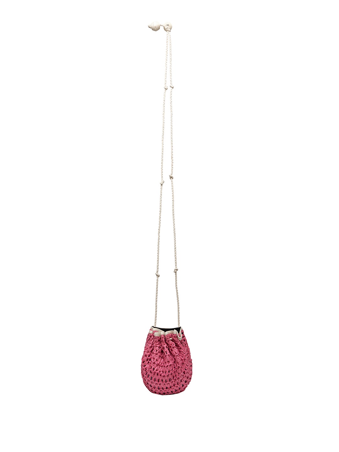 

HIE Mia Textured Self Design Potli Type Sling Bag, Pink
