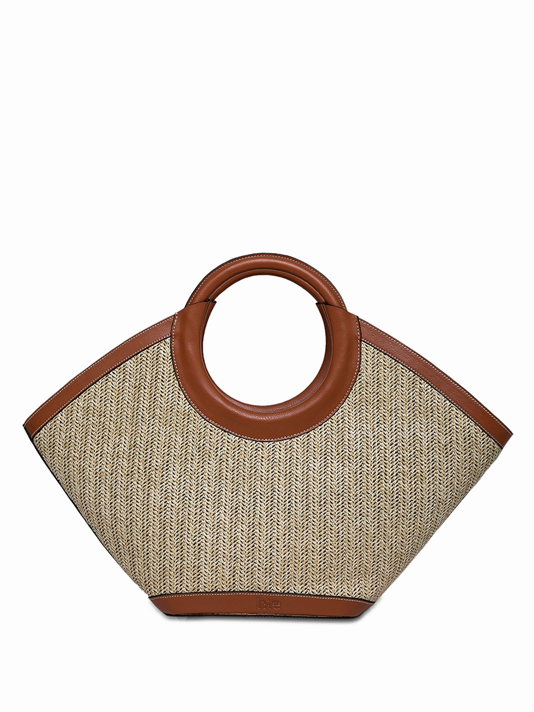 

HIE Textured Structured Tote Bag, Tan