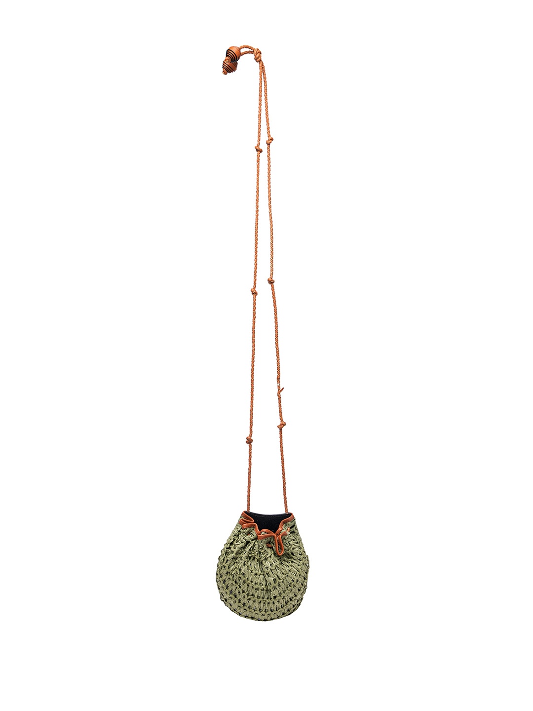 

HIE Textured Potli Type Sling Bag, Olive