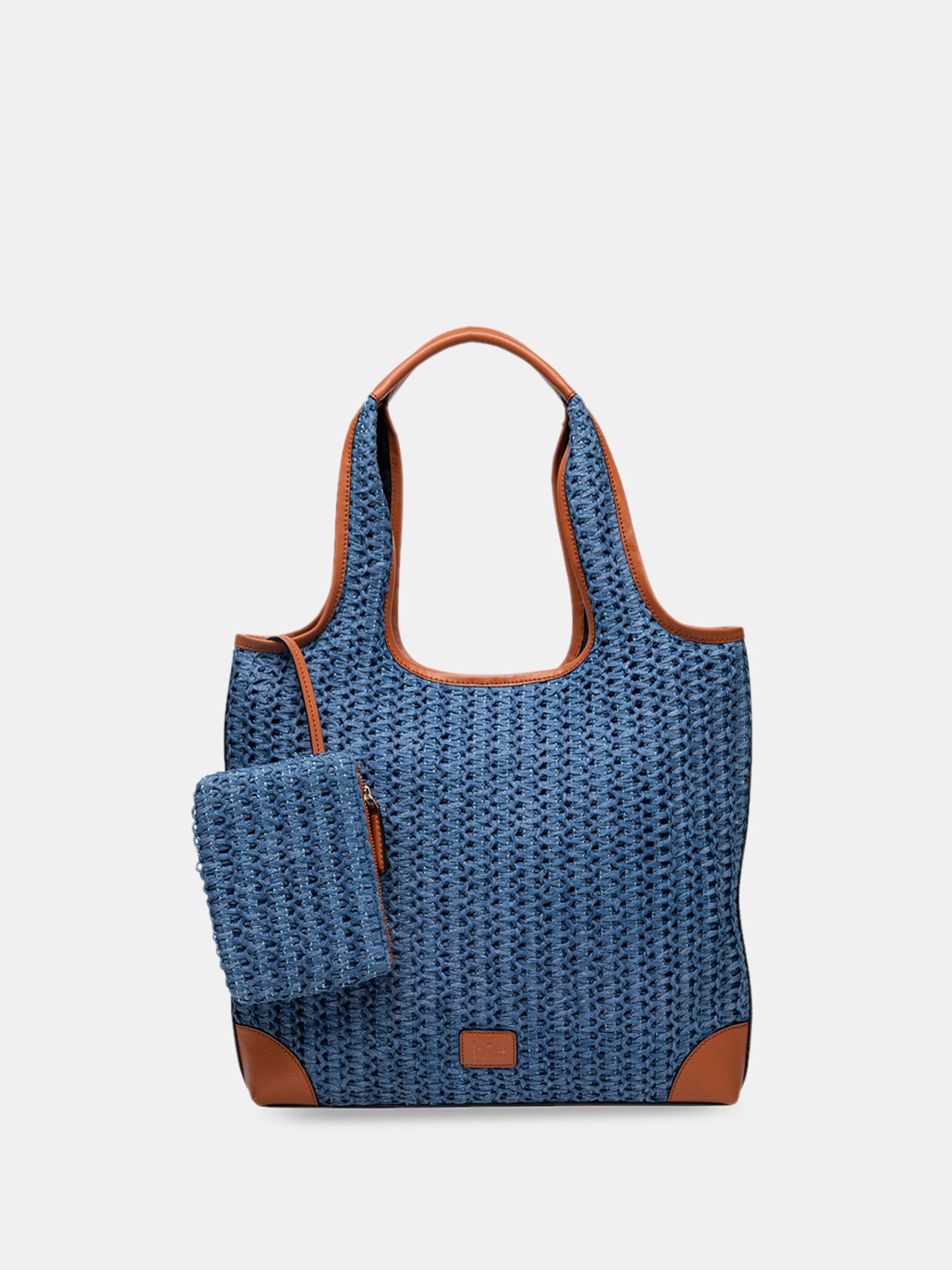 

HIE Self Design Shopper Tote Bag with Pouch, Navy blue