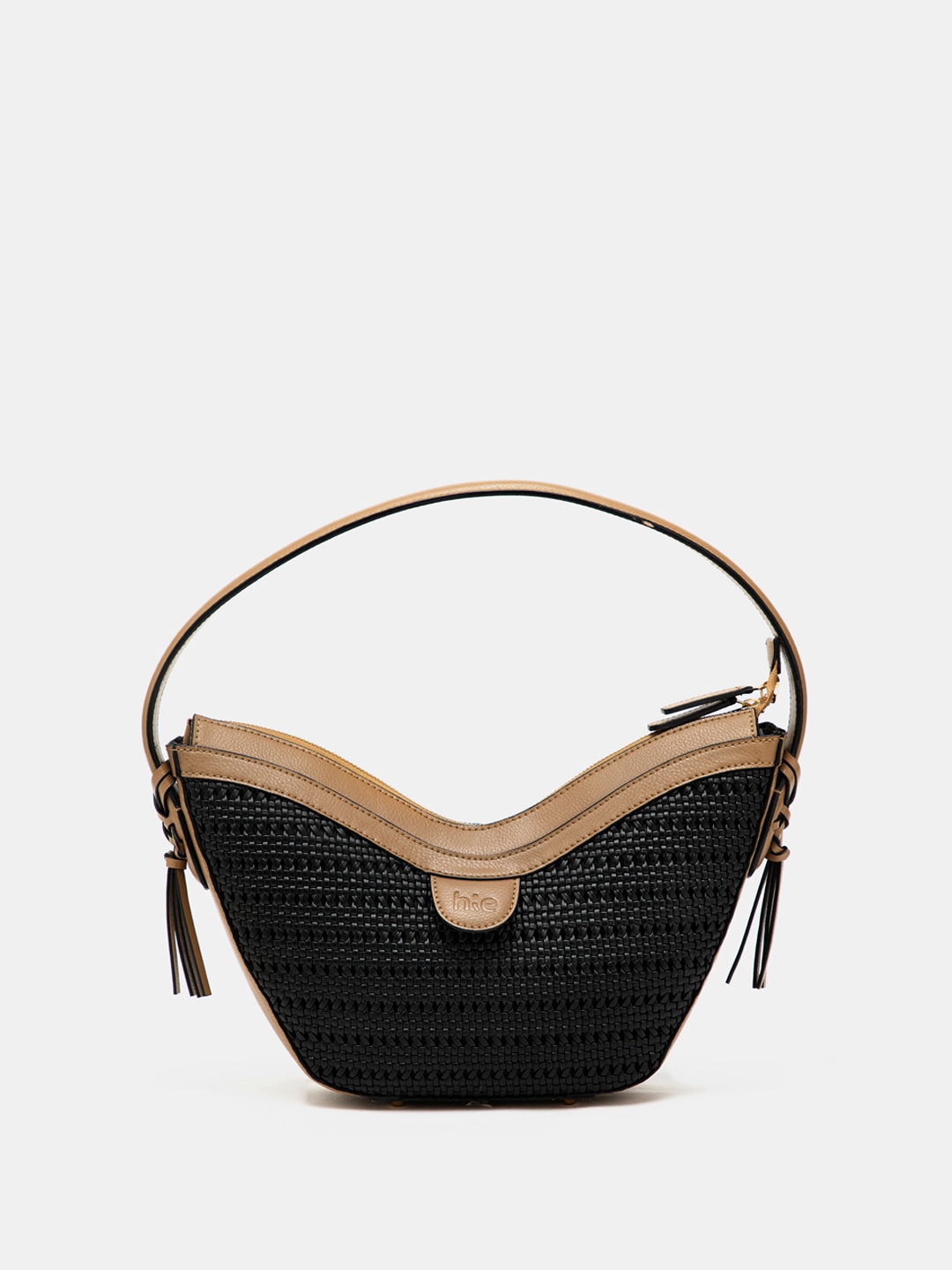 

HIE Colourblocked Structured Hobo Bag, Black