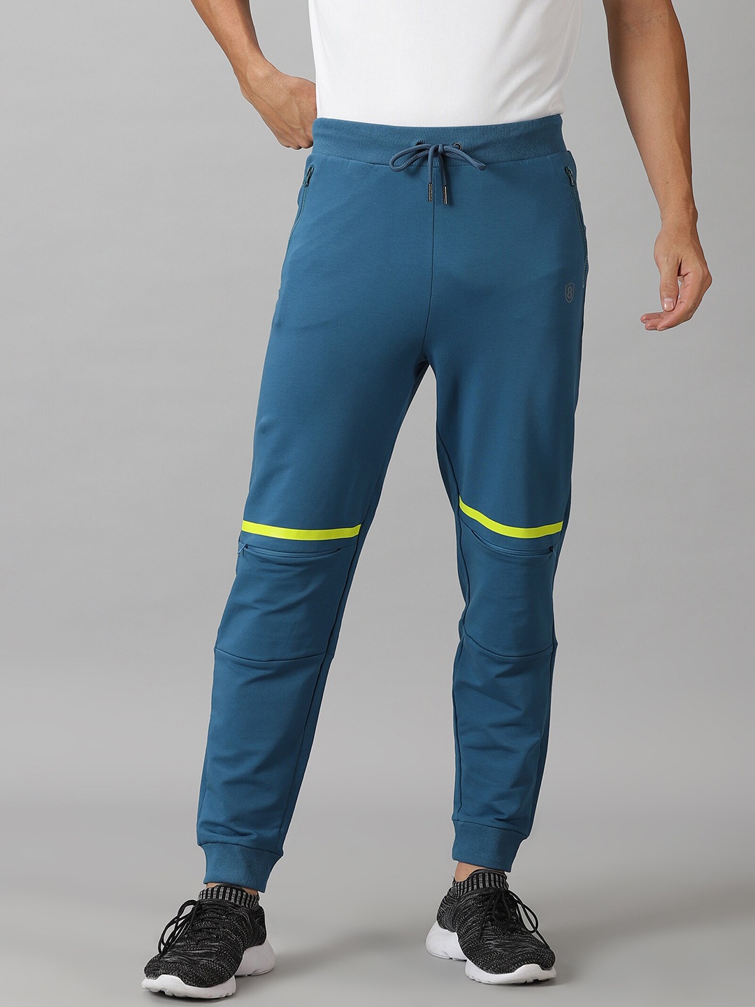 

DOMIN8 Men Mid-Rise Rapid-Dry Joggers, Blue