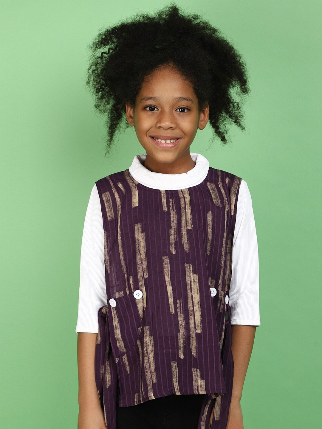 

V-Mart Girls Abstract Printed Cotton Top, Maroon