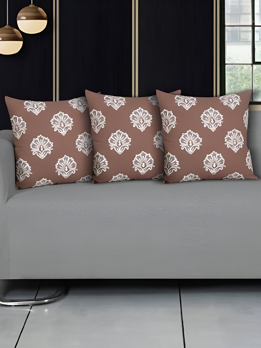 

Ode & Cleo Grey & White 3 Pieces Ethnic Motifs Cotton Square Cushion Covers