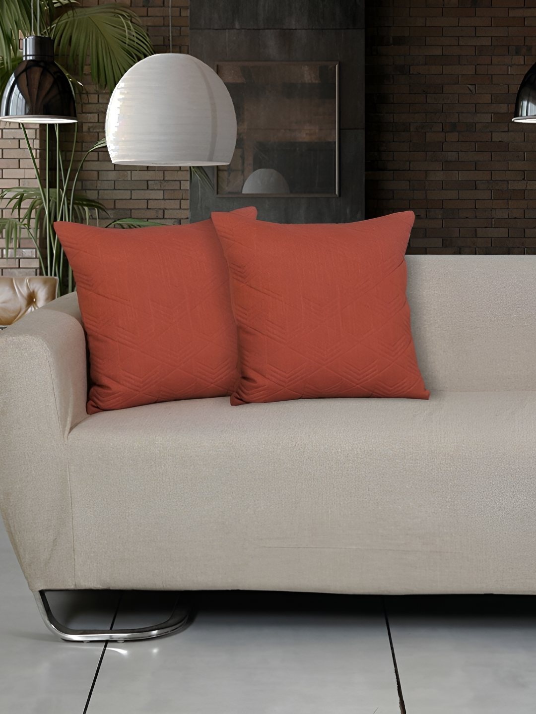 Ode & Cleo Rust Colored 2 Pieces Pure Cotton Square Cushion Covers