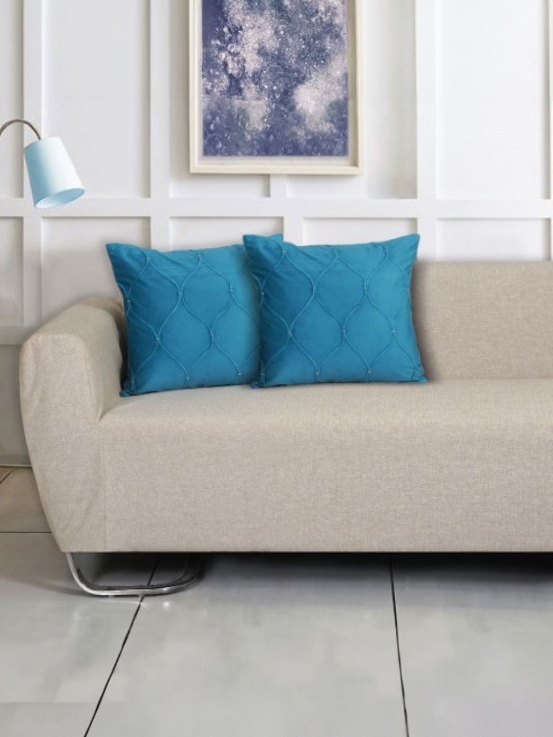 

Ode & Cleo Set of 2 Cotton Square Cushion Covers, Blue