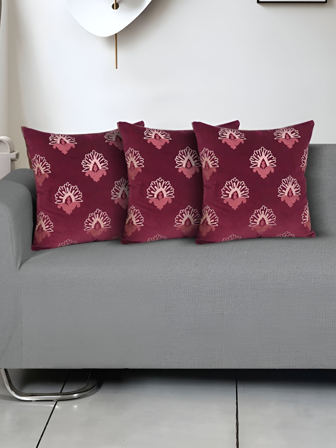 

Ode & Cleo Rust & Pink 3 Pieces Ethnic Motifs Cotton Square Cushion Covers