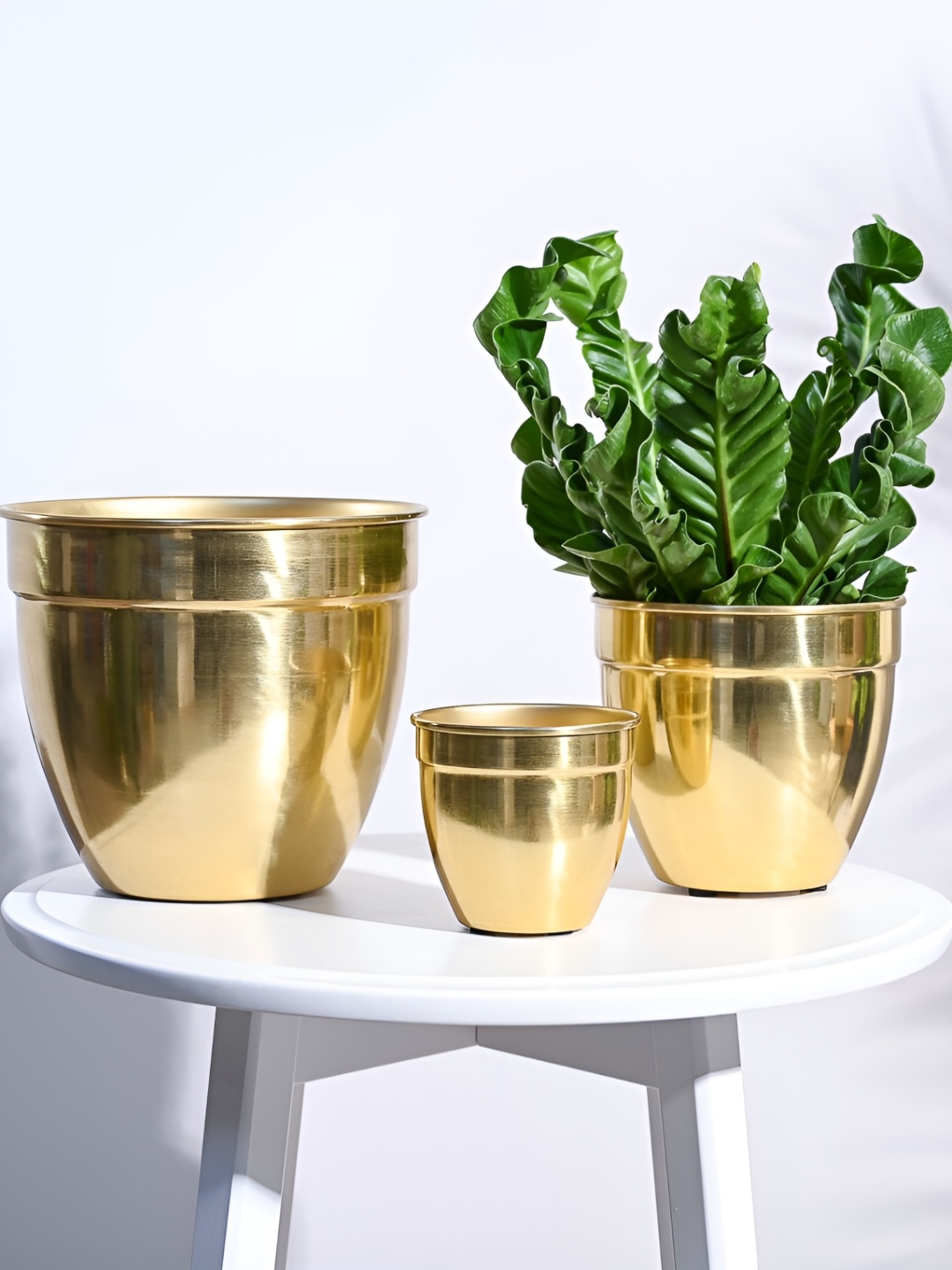 

UGAOO Golden Opulence 3 Pieces Gold-toned Steel Planters