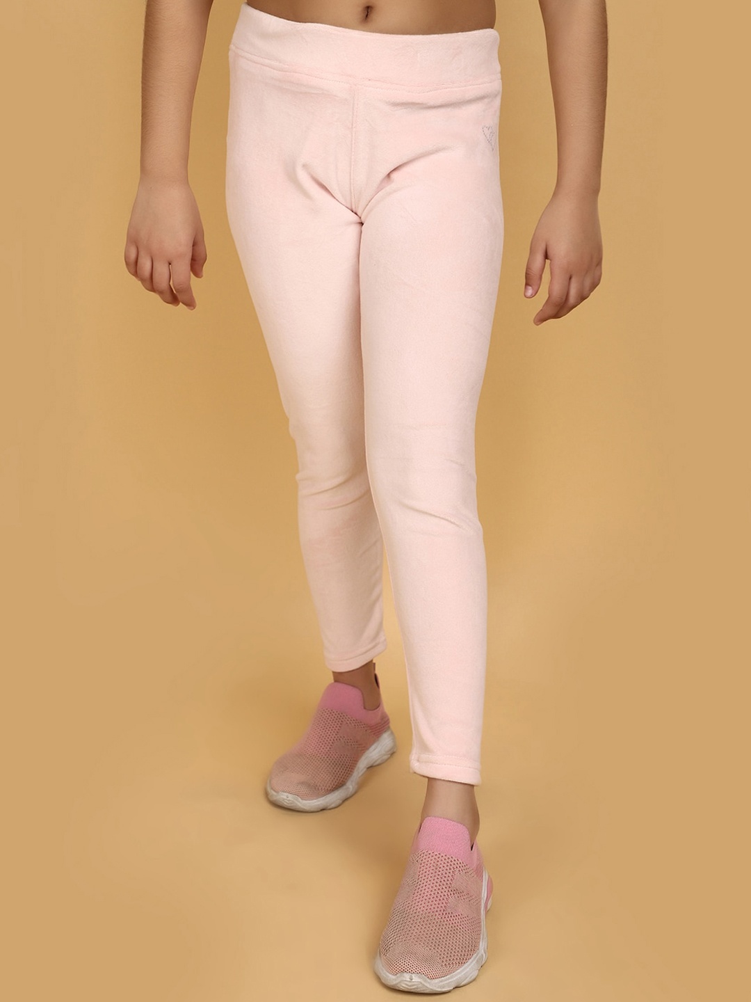 

V-Mart Girls Mid-Rise Ankle-Length Velvet Leggings, Pink