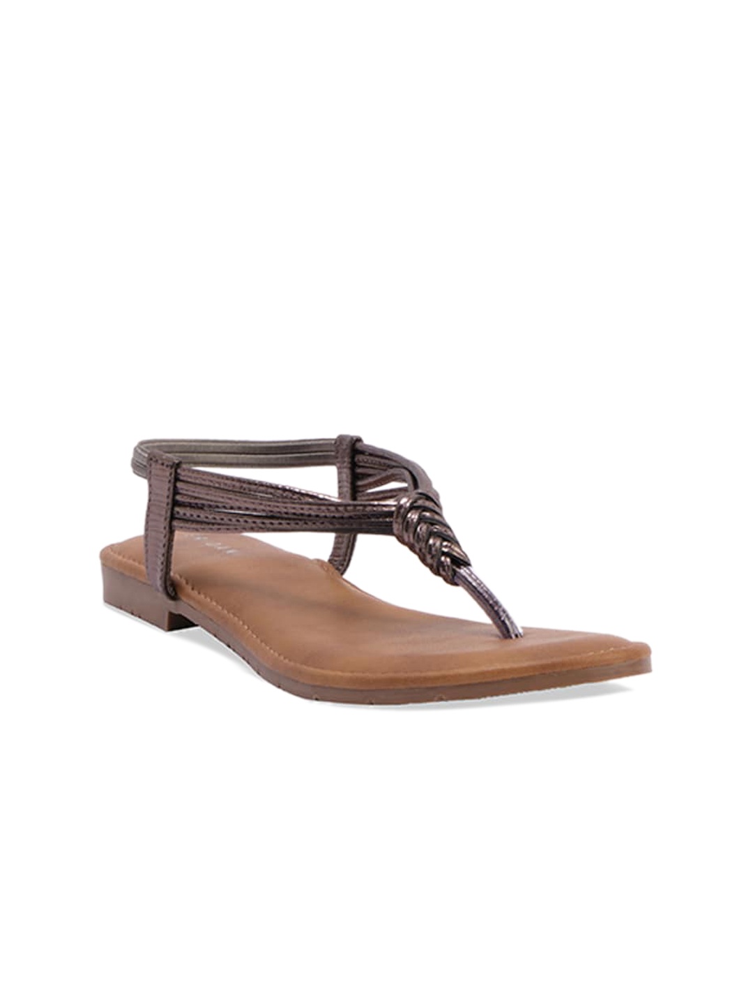 

ERIDANI Open Toe T-Strap Flats, Grey