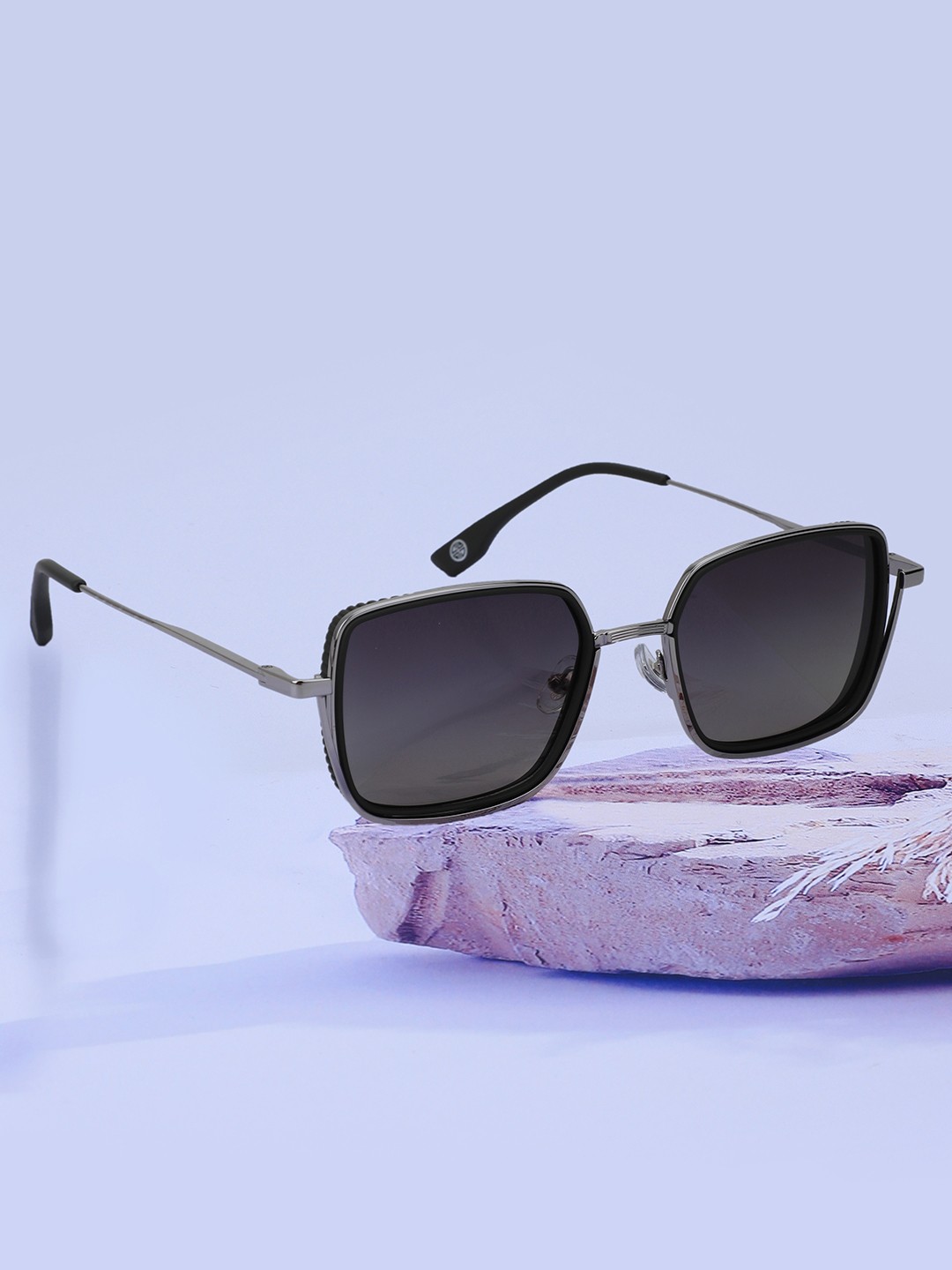 

Carlton London Men Premium Square Sunglasses with Polarised Lens CLSM311, Silver