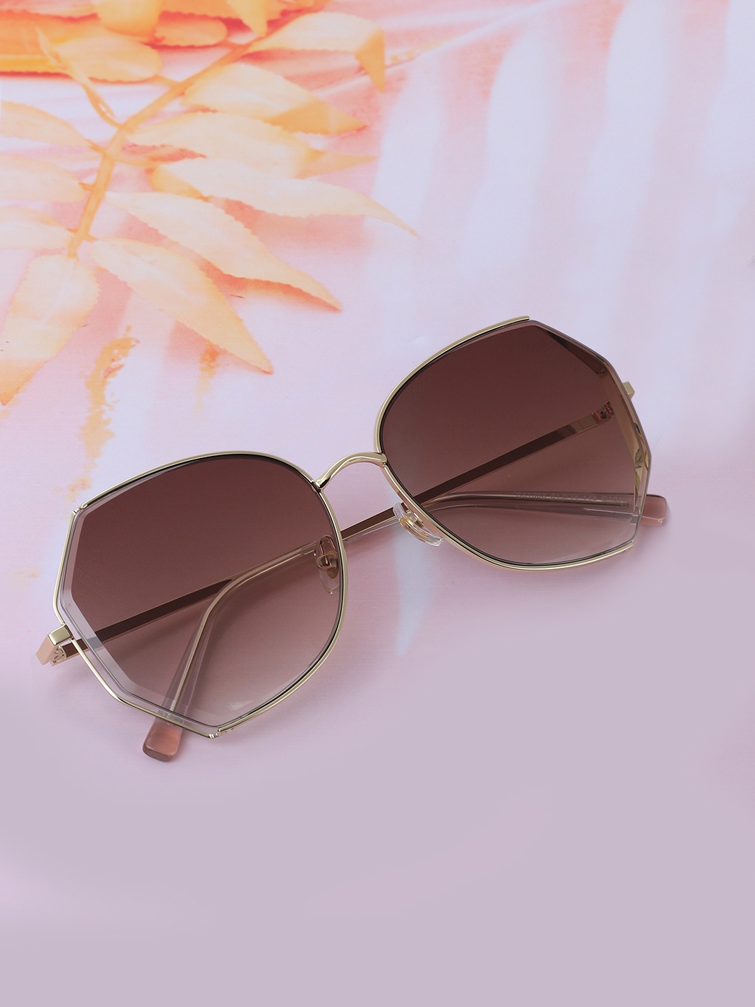 

Carlton London Women Premium Oversized Sunglasses with UV Protected Lens CLSW316, Gold