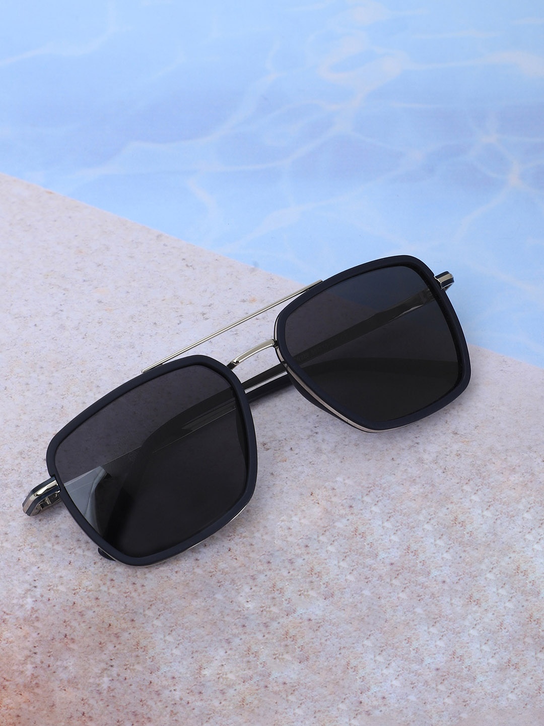 

Carlton London Men Premium Square Sunglasses with Polarised Lens, Silver