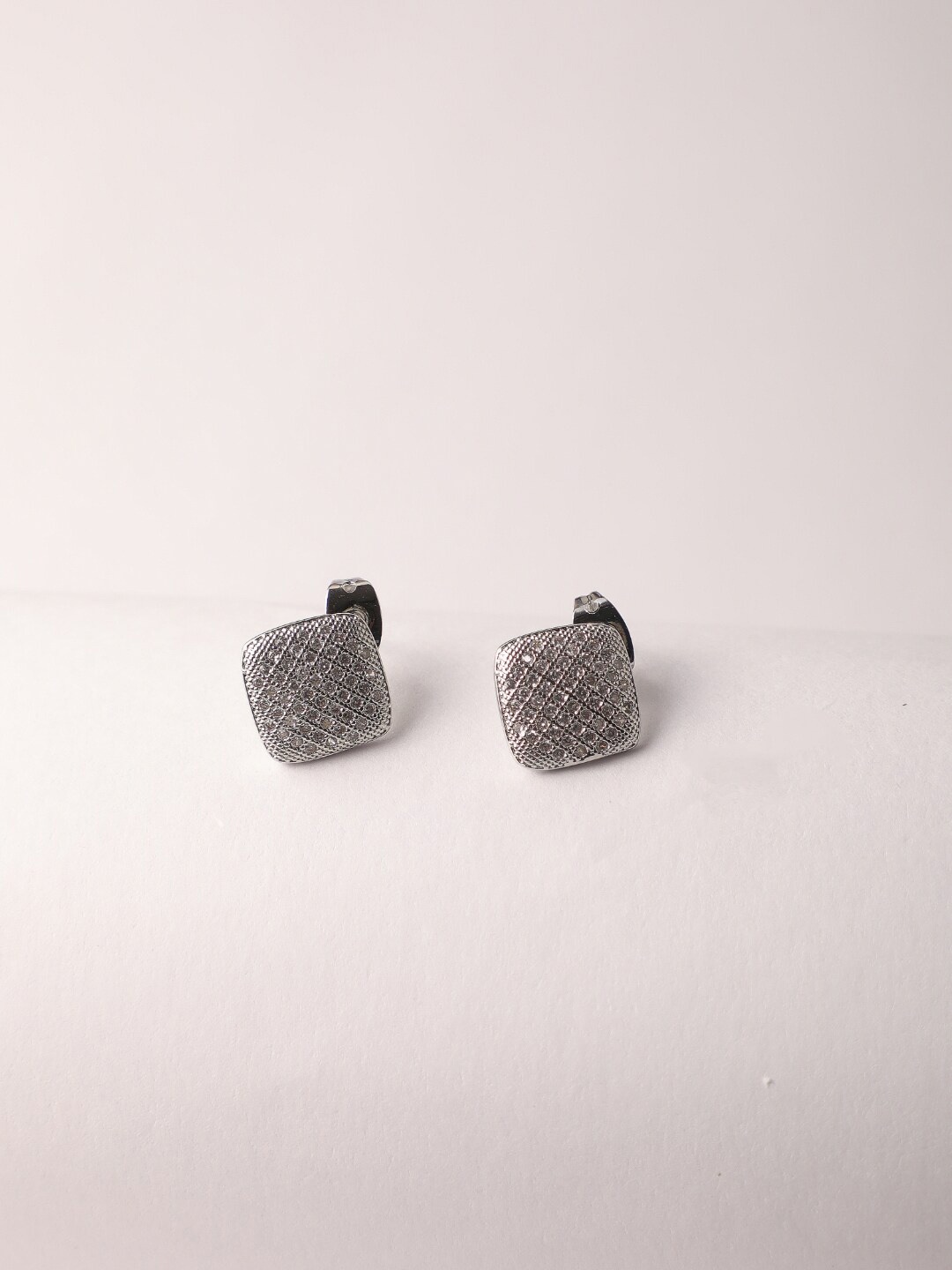 

Zeraki Jewels Silver Plated Square Shaped Zircon Studs, Gold