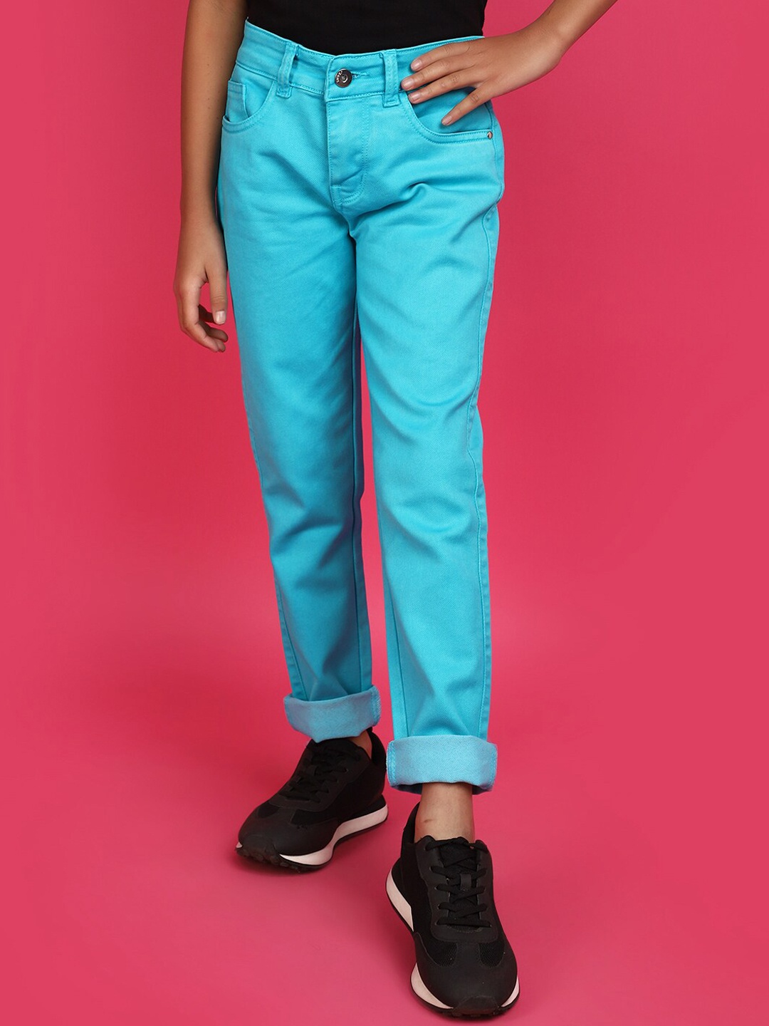 

V-Mart Girls Slim Fit Coloured Cotton Jeans, Blue