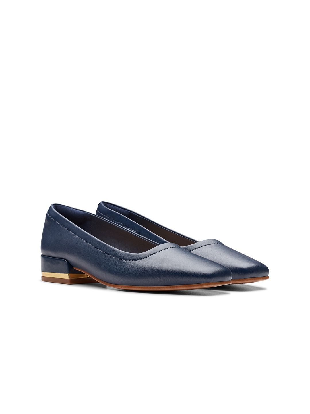 

Clarks Leather Block Heeled Pumps, Navy blue
