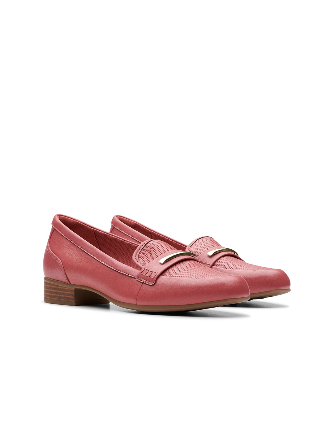 

Clarks Textured Leather Block Heeled Pumps, Red