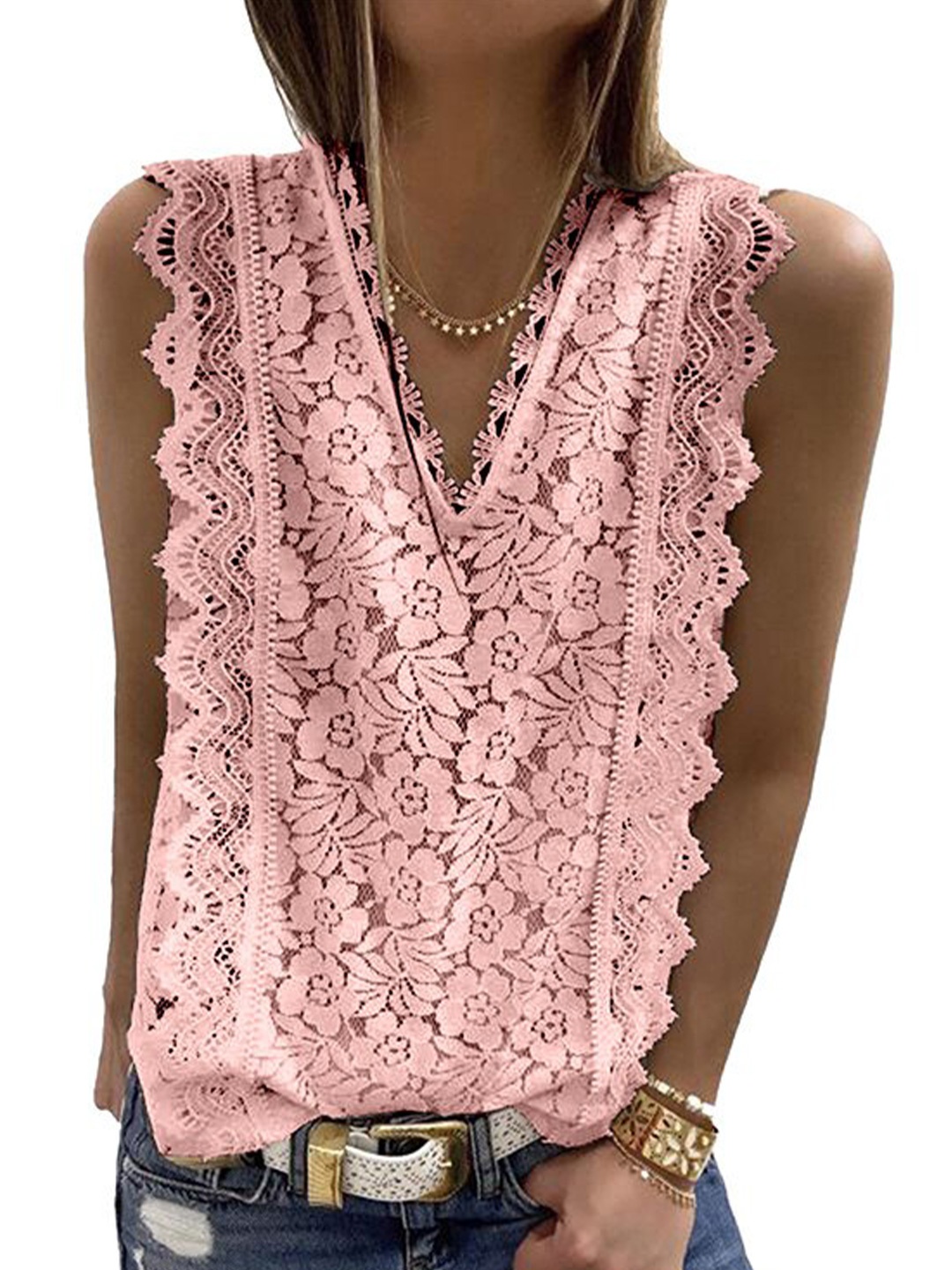 

StyleCast Floral Lace Top, Pink