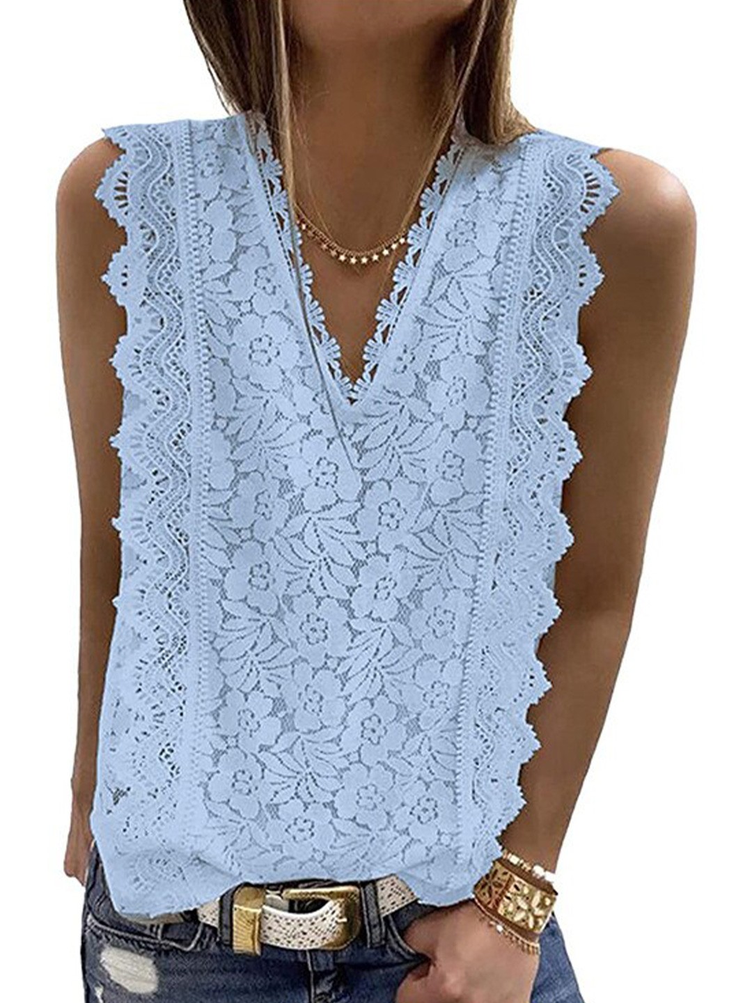 

StyleCast Self Design V-Neck Top, White