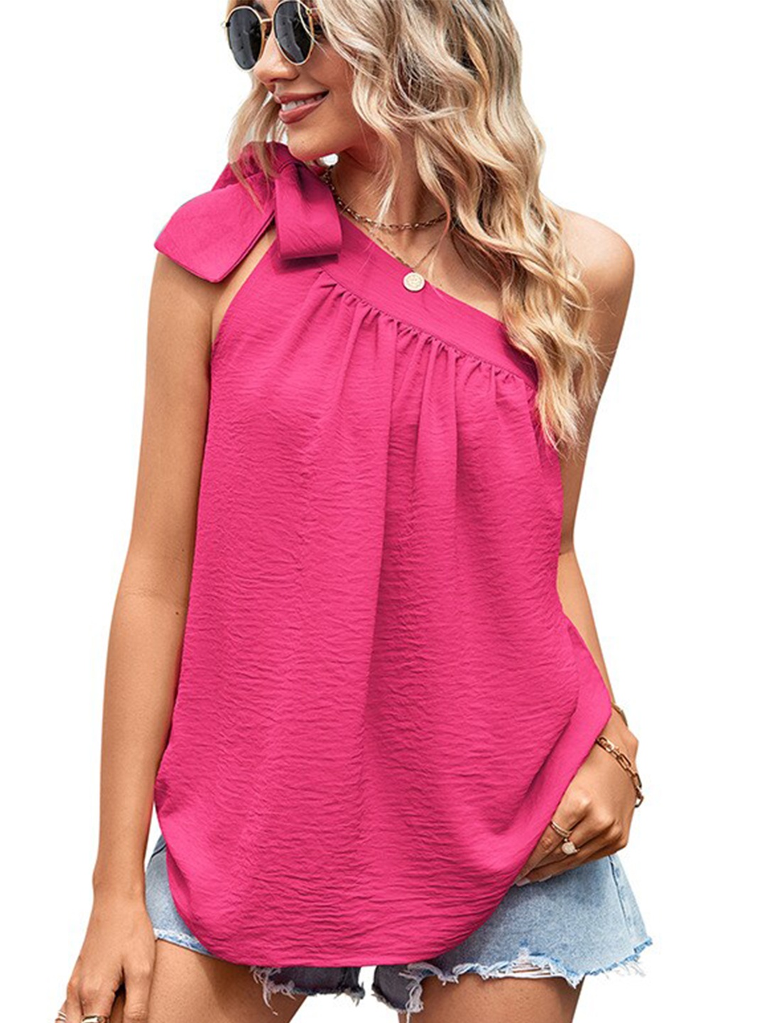 

StyleCast Pink One Shoulder Top