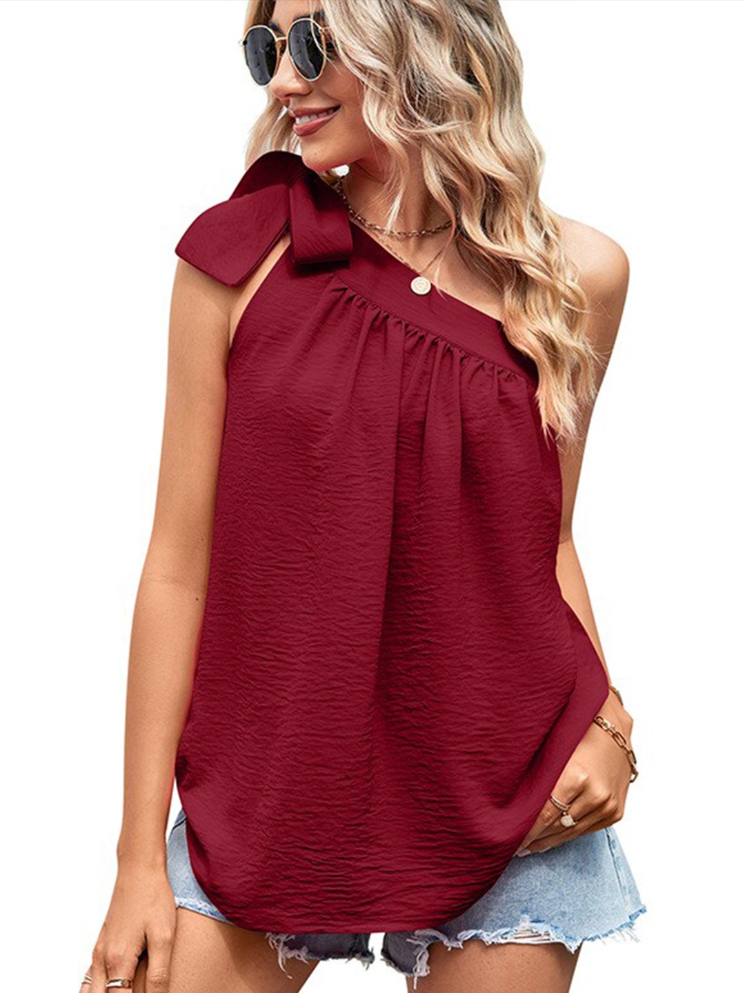 

StyleCast Maroon One Shoulder Top