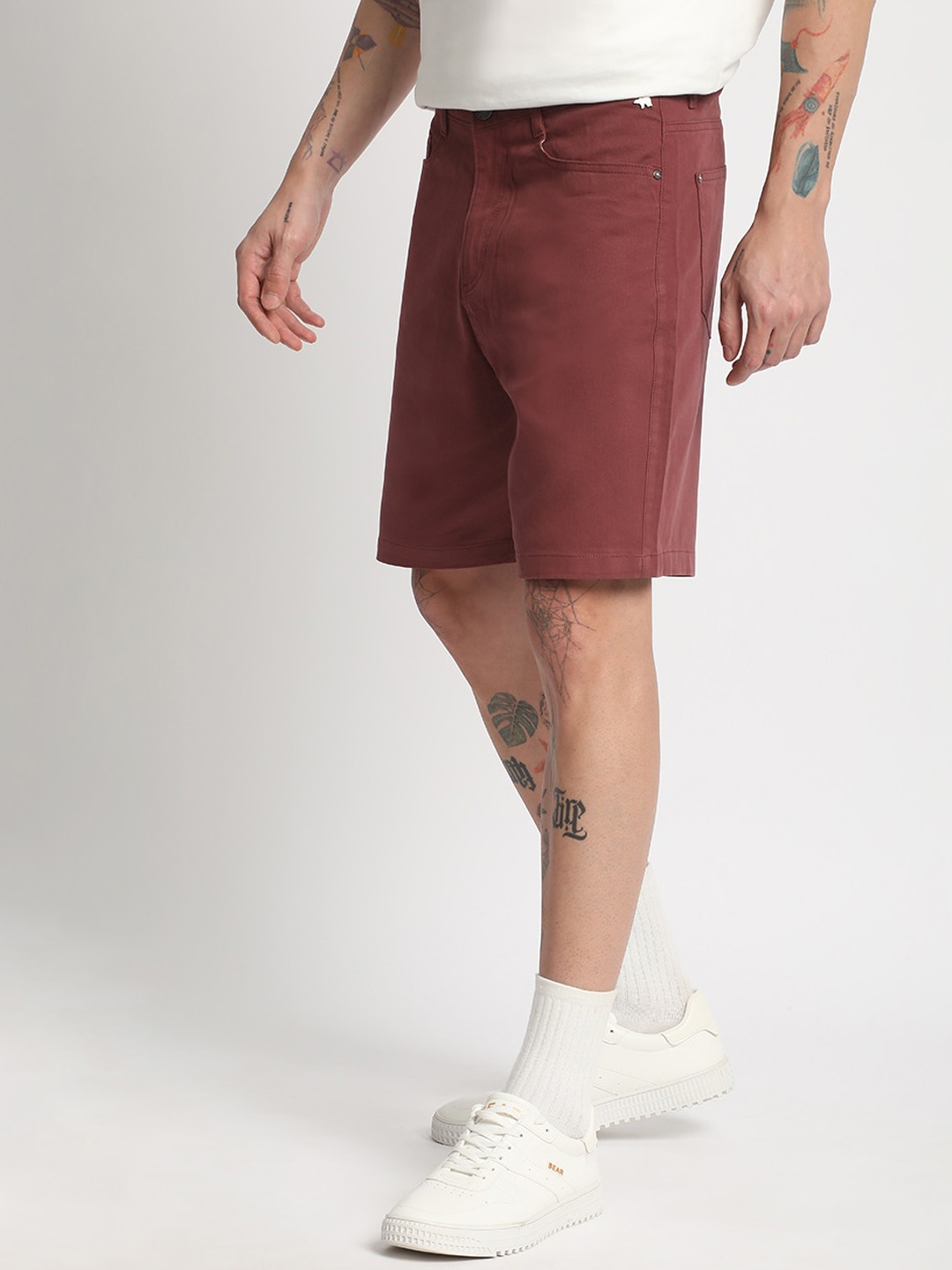 

THE BEAR HOUSE Men Slim Fit Pure Cotton Shorts, Red