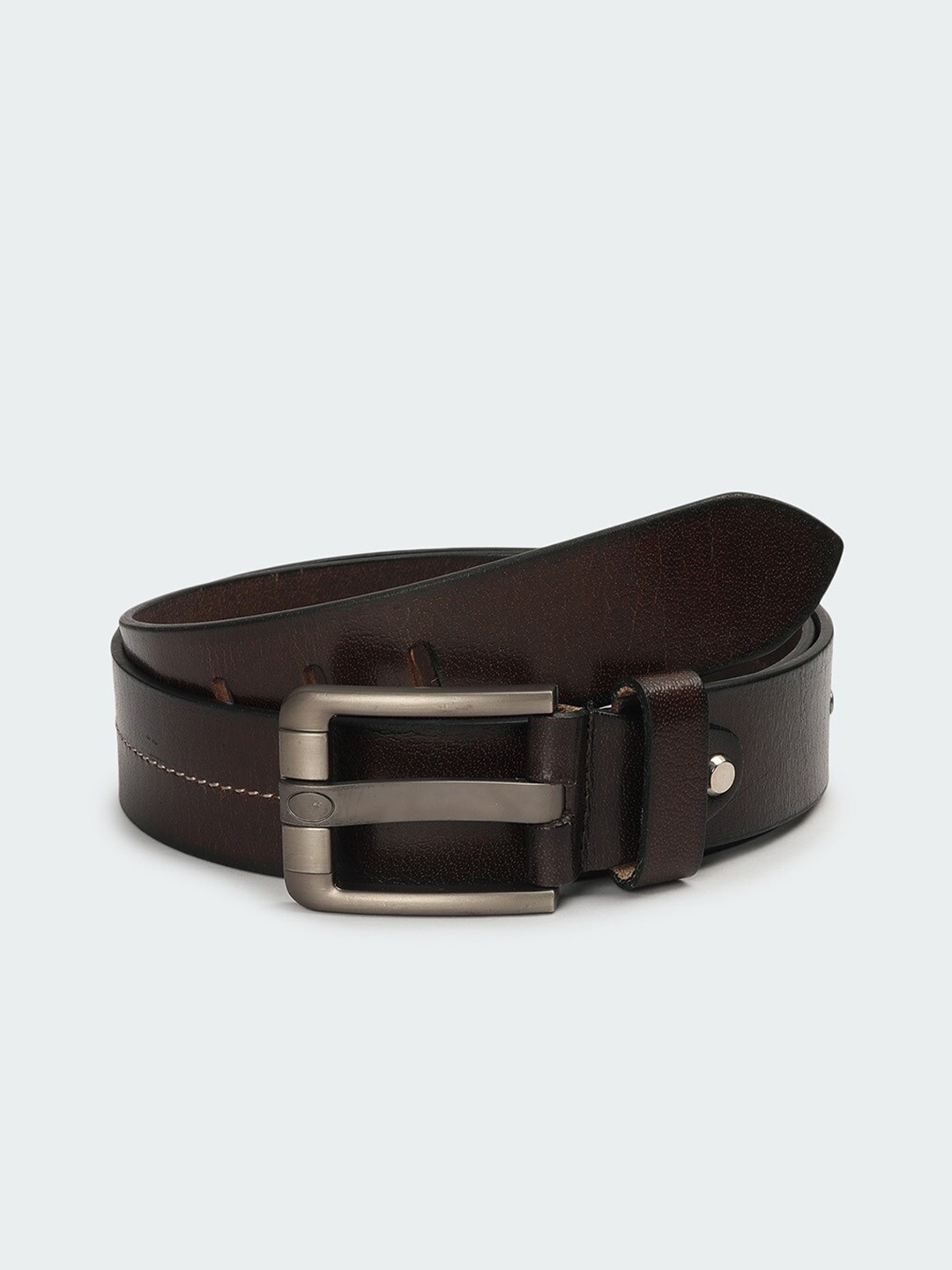 

max Men Textured Leather Belt, Brown