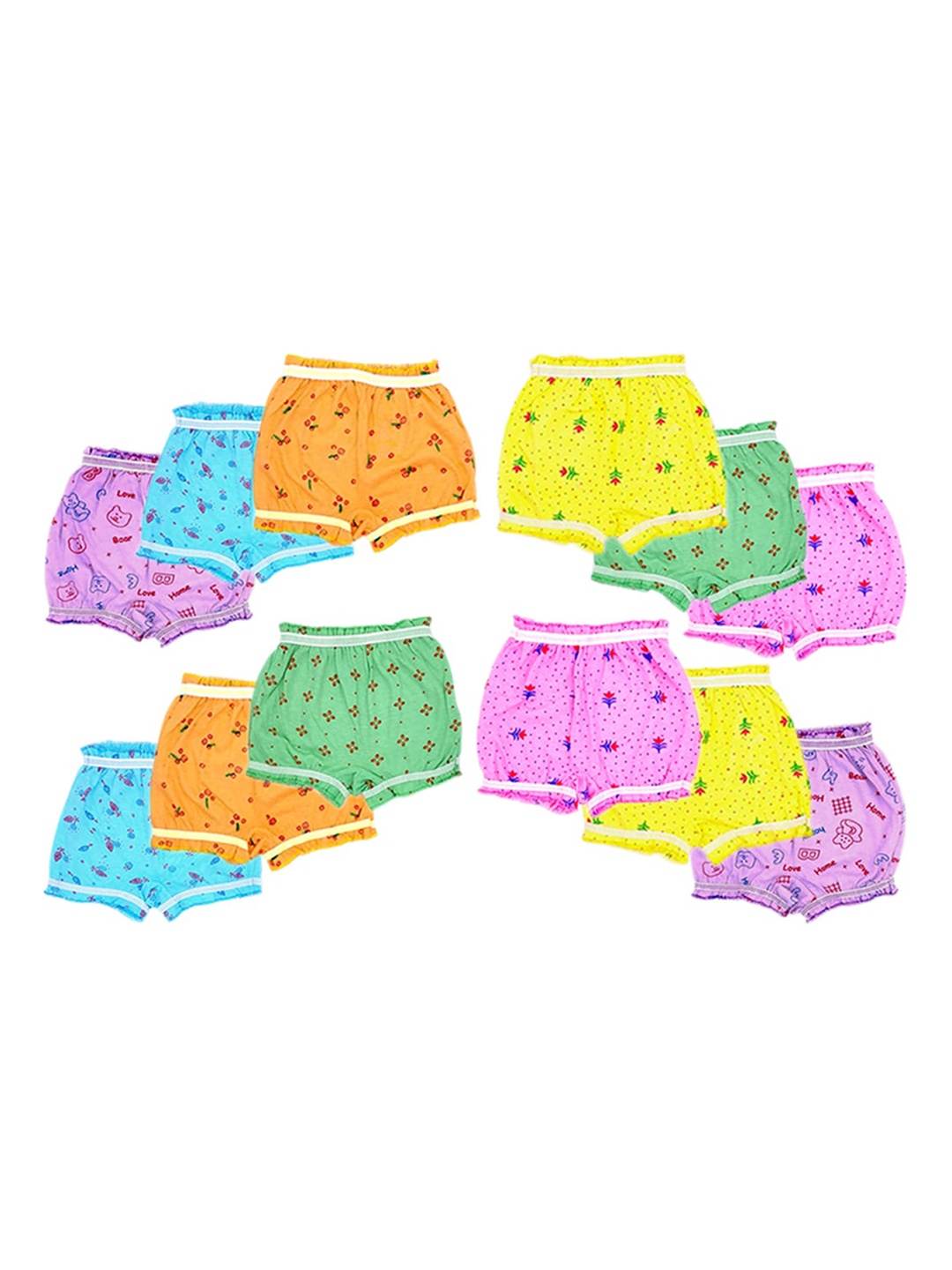 

BAESD Kids Pack Of 12 Printed Pure Cotton Basic Briefs, Yellow