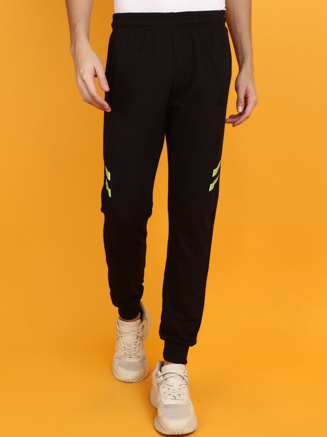 

V-Mart Men Mid-Rise Cotton Joggers, Black