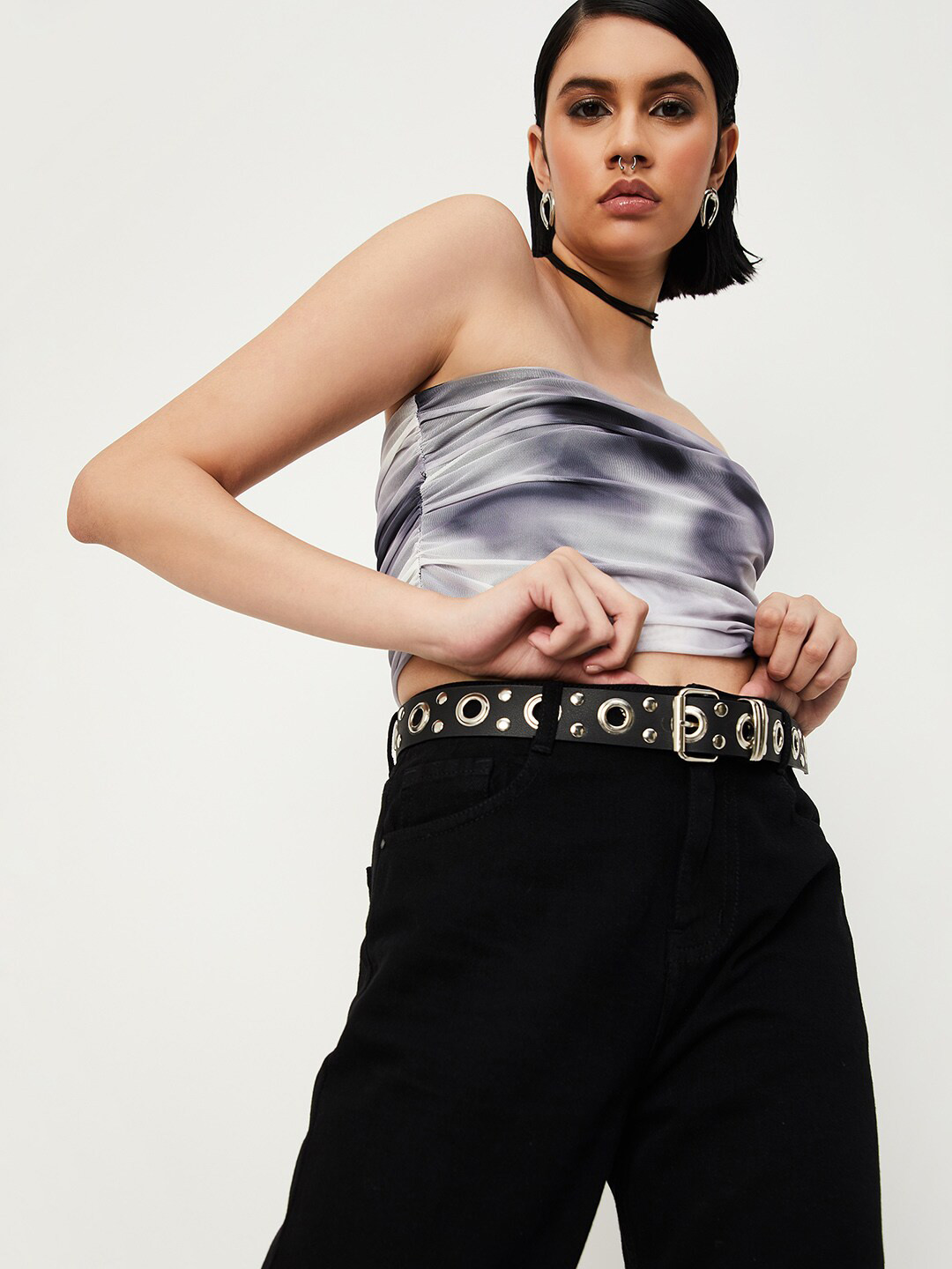 

max Women Embellished Wide Belt, Black