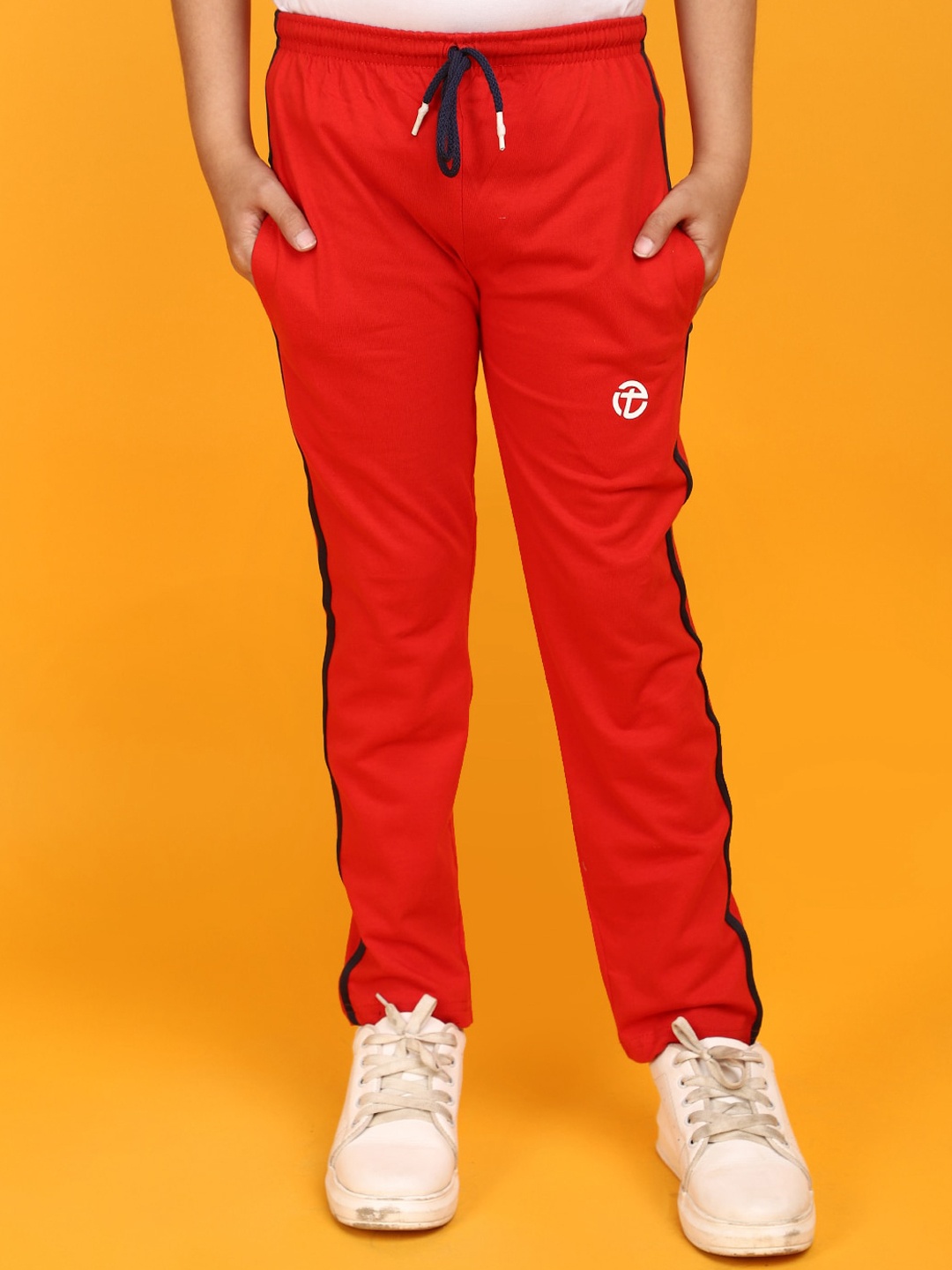 

V-Mart Boys Mid-Rise Cotton Track Pants, Red