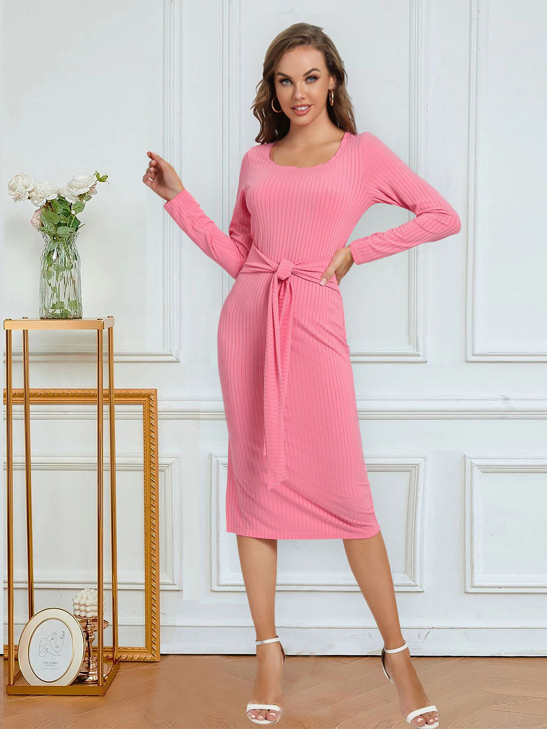 

StyleCast Striped Sheath Midi Dress, Pink
