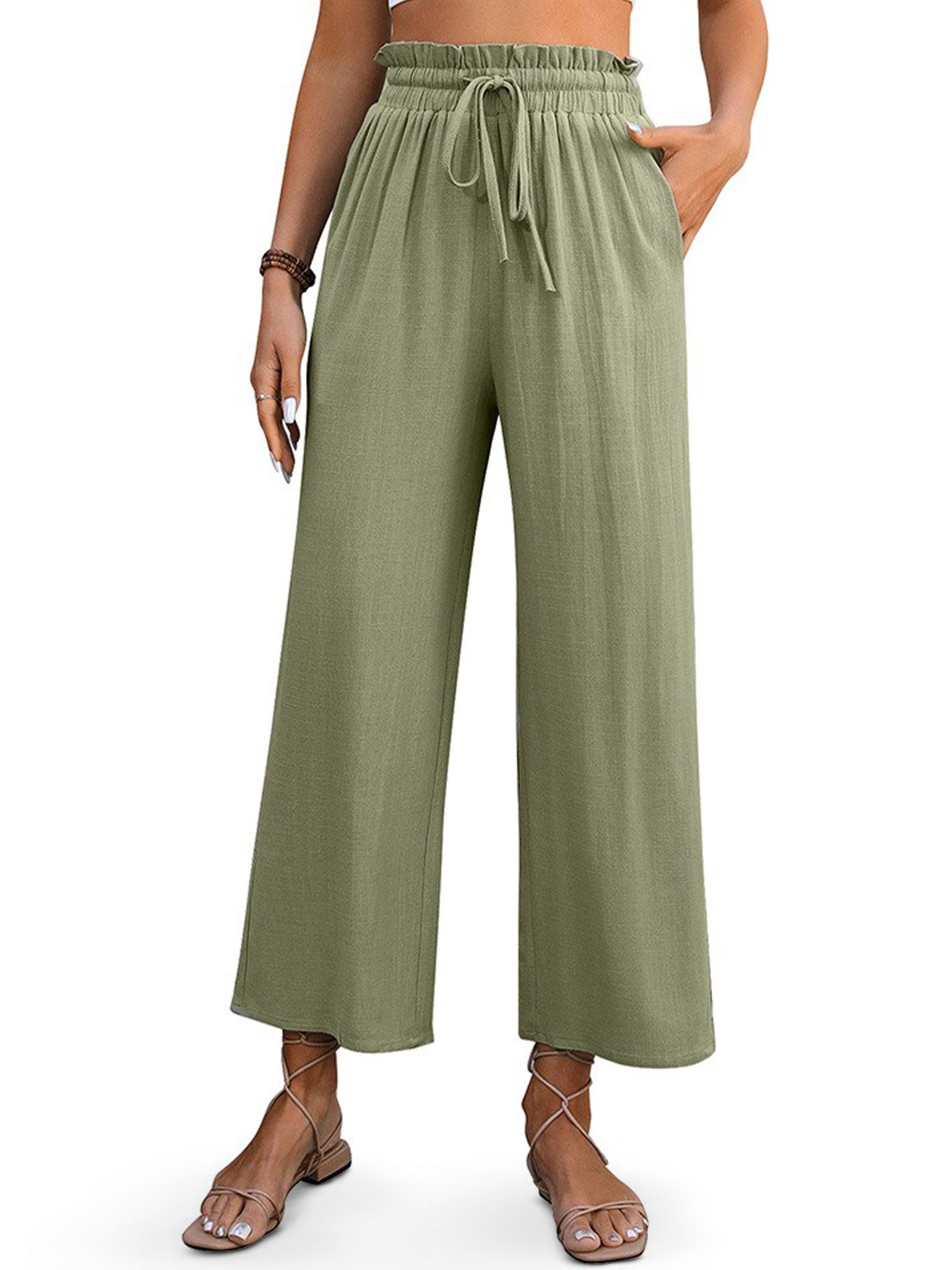 

StyleCast Women Cotton Cropped Palazzos, Green