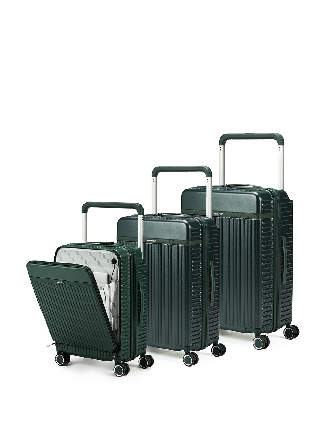 

Assembly Unisex Set of 3 Trolley Bags, Green