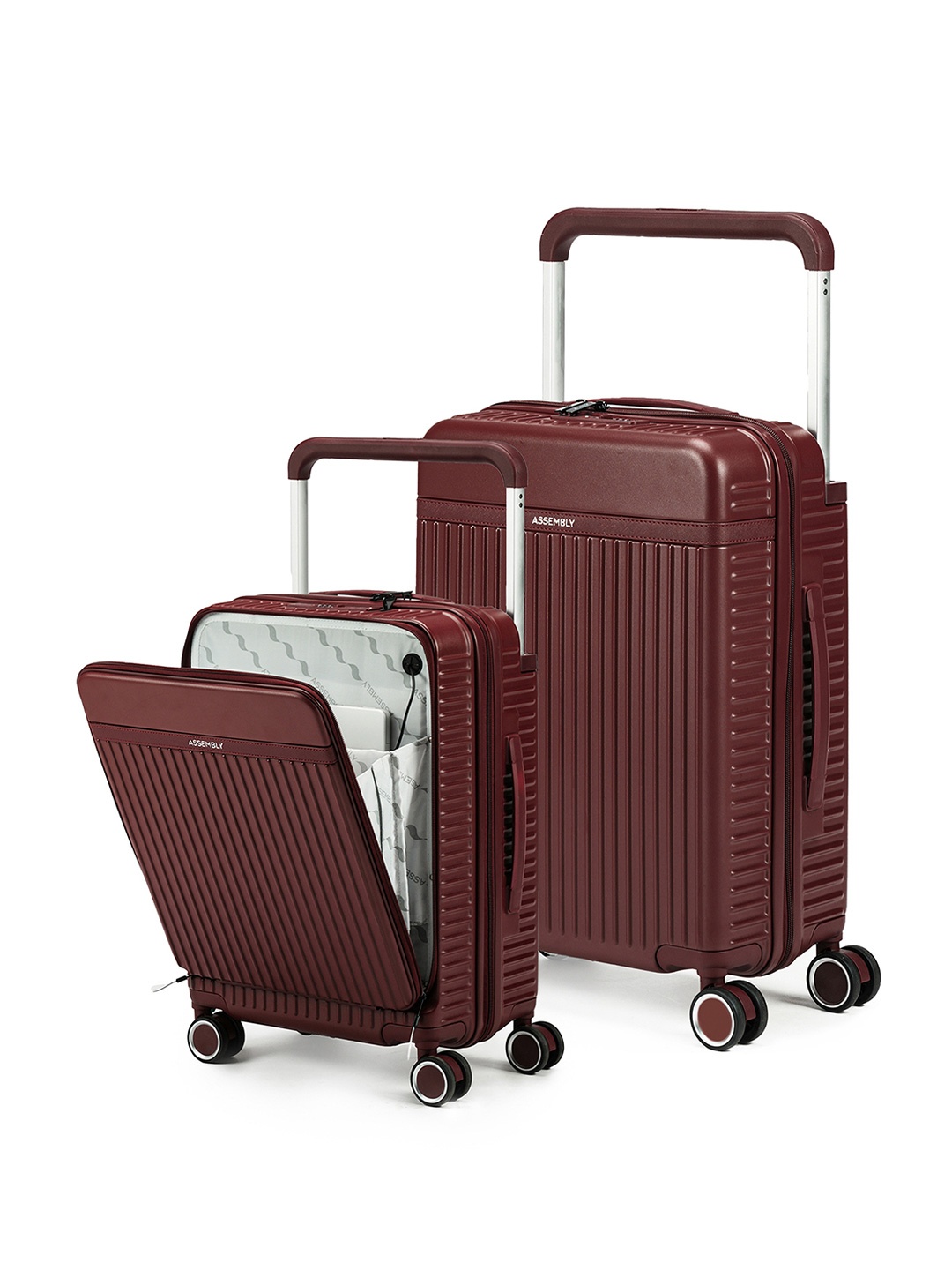 

Assembly Set of 2 Cabin and Check-In Trolley Bag, Red