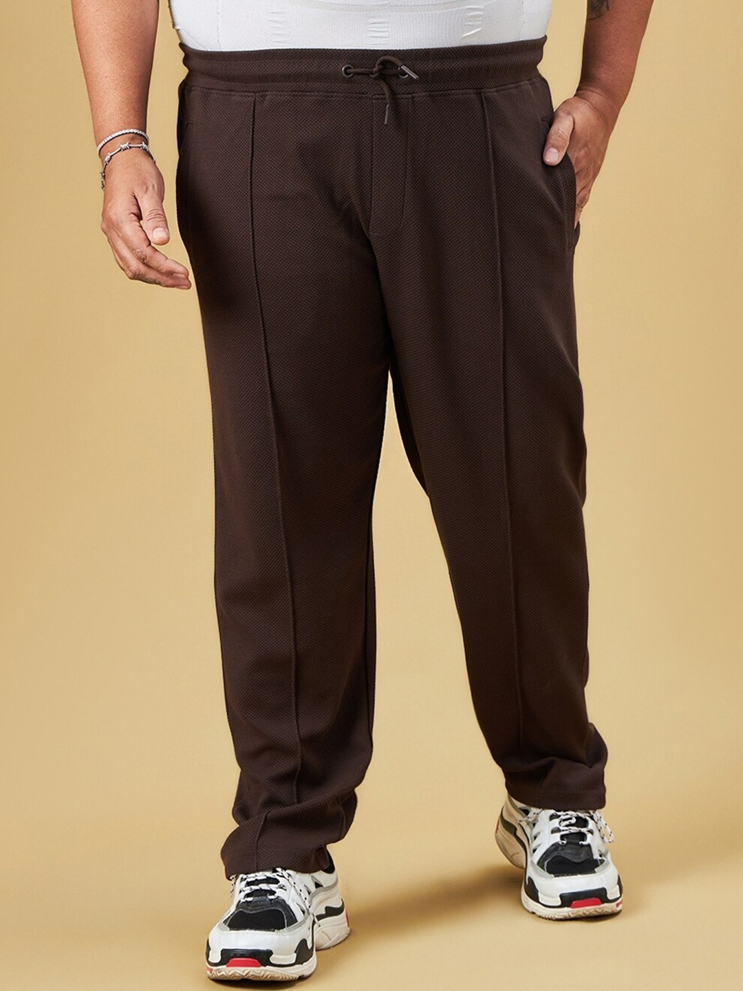

Bewakoof Men Plus Size Track Pants, Brown